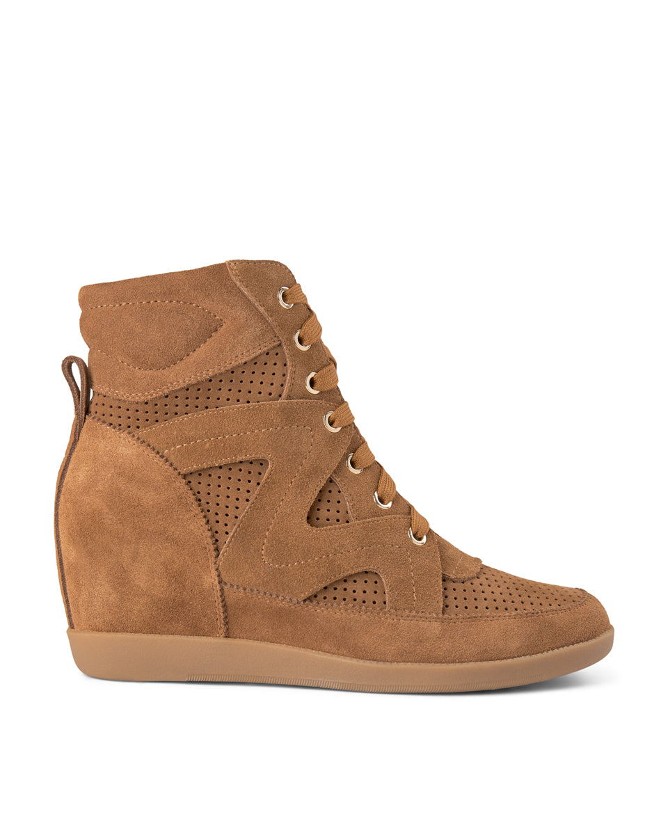 Emmy Lace Suede Wedge Sneaker TAN – SHOE THE BEAR COM