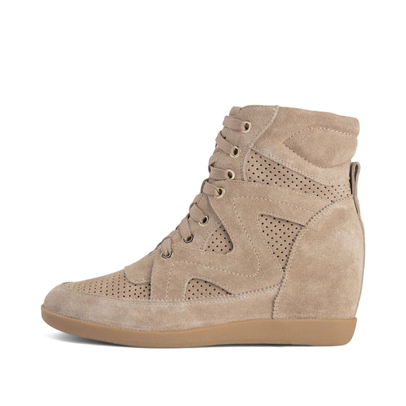 Emmy Lace Suede Wedge Sneaker TAUPE SHOE THE BEAR COM
