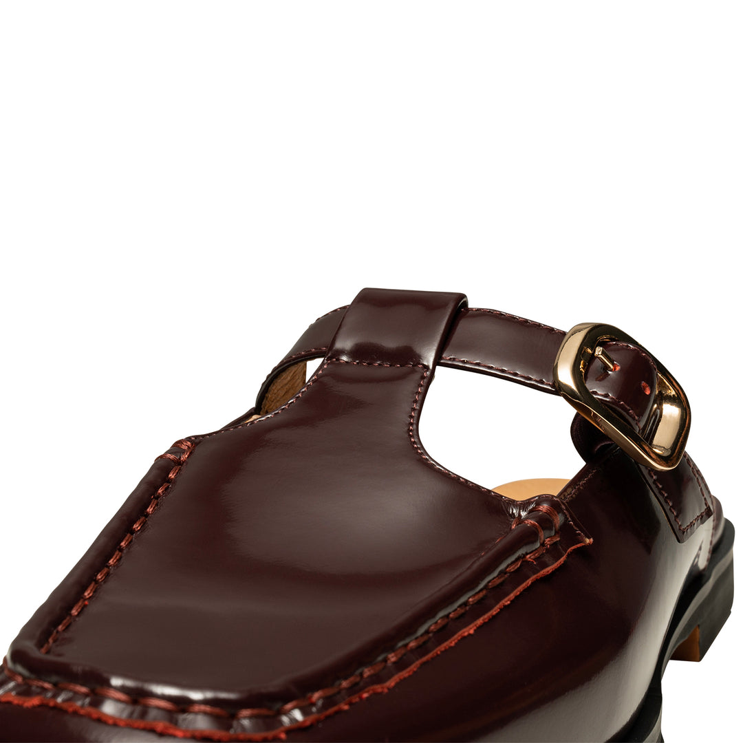 Erika slide leather - BORDEUX HIGH SHINE – SHOE THE BEAR - COM