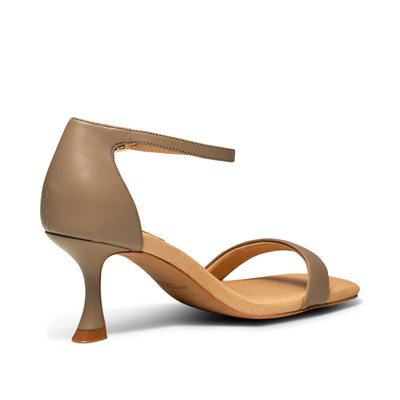 Leah ankle strap leather - TAUPE