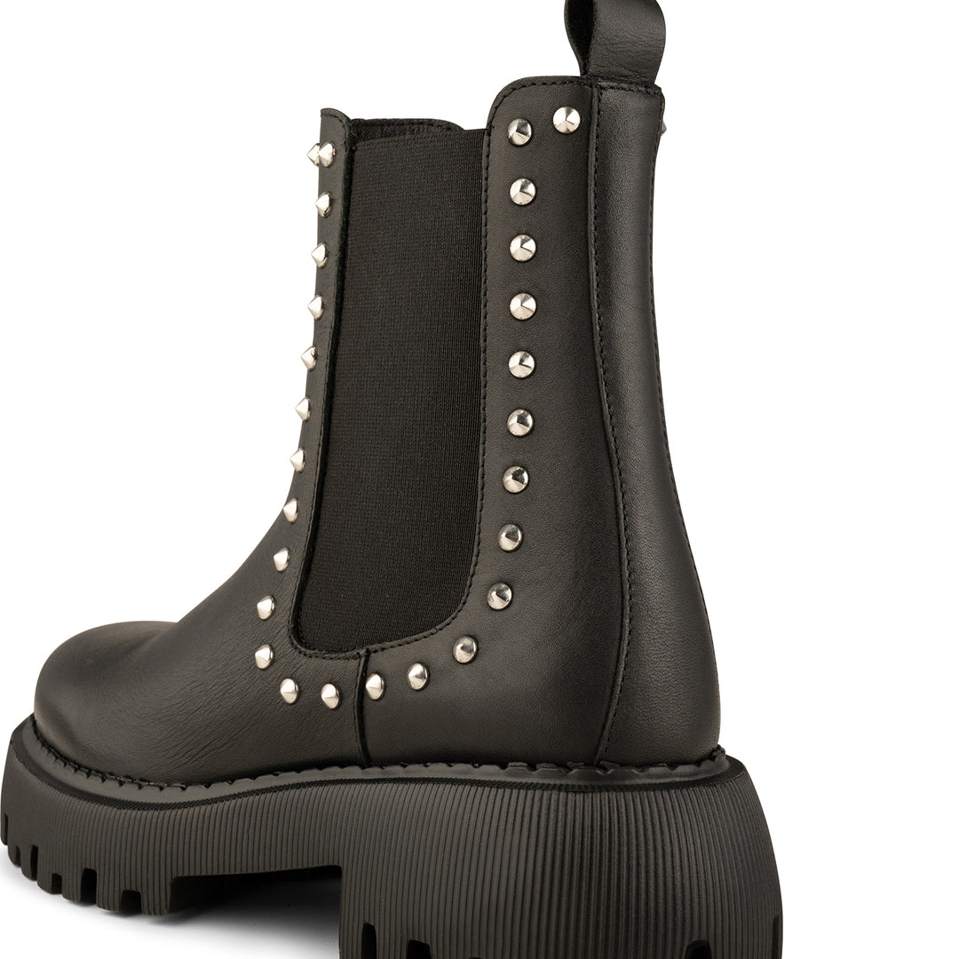 All black studded ankle boots hotsell