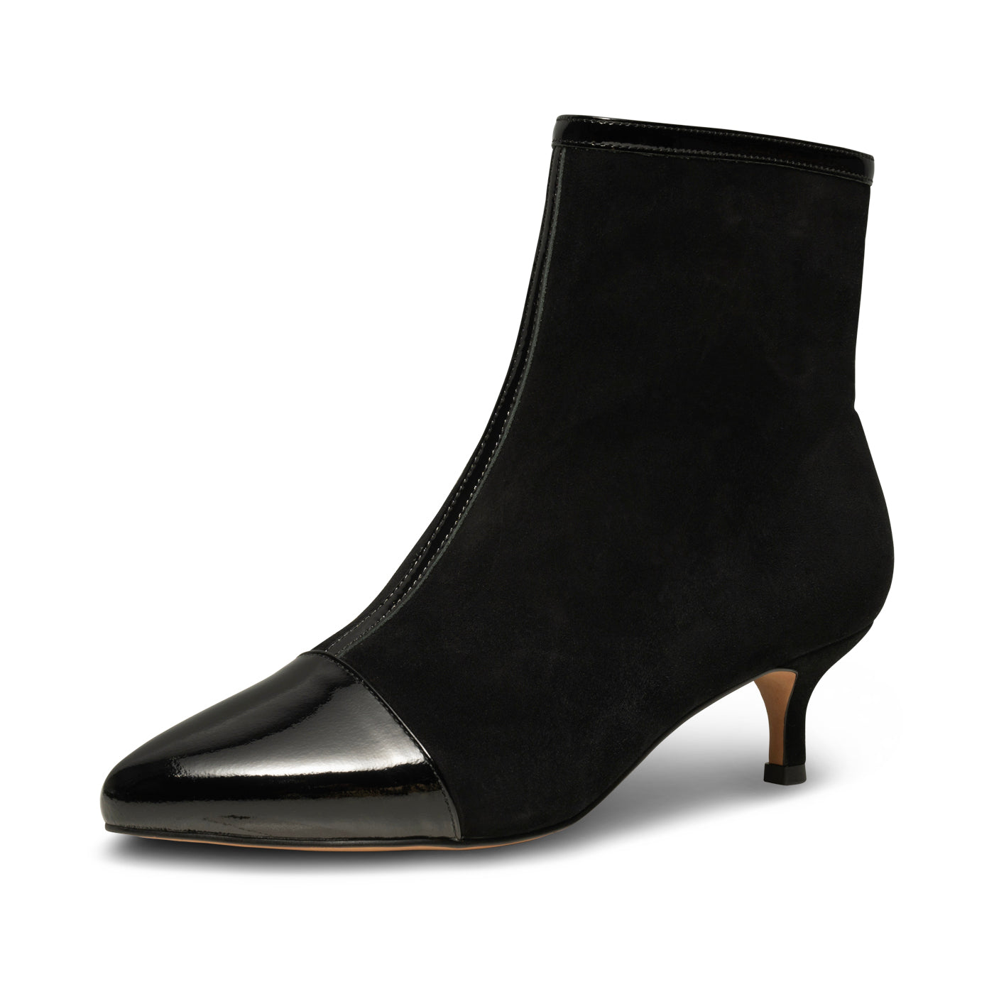SHOE THE BEAR WOMENS Saga boot patent suede Heels 110 BLACK