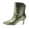 SHOE THE BEAR WOMENS Amia bootie leather Heels 931 SILVER OLIVE