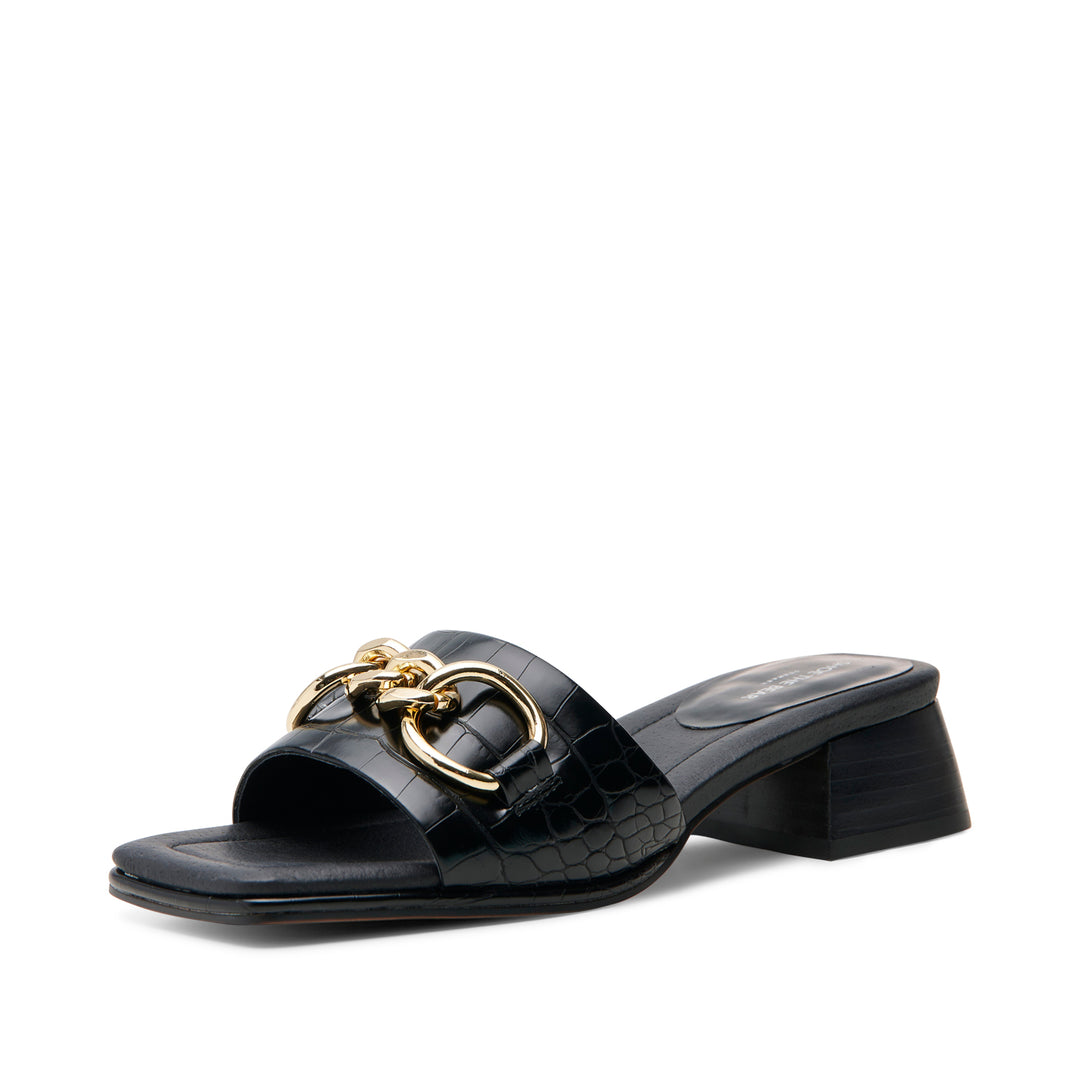 BRENTELLA ALIDEA MULE ブラック 38 Black leather heel sandal