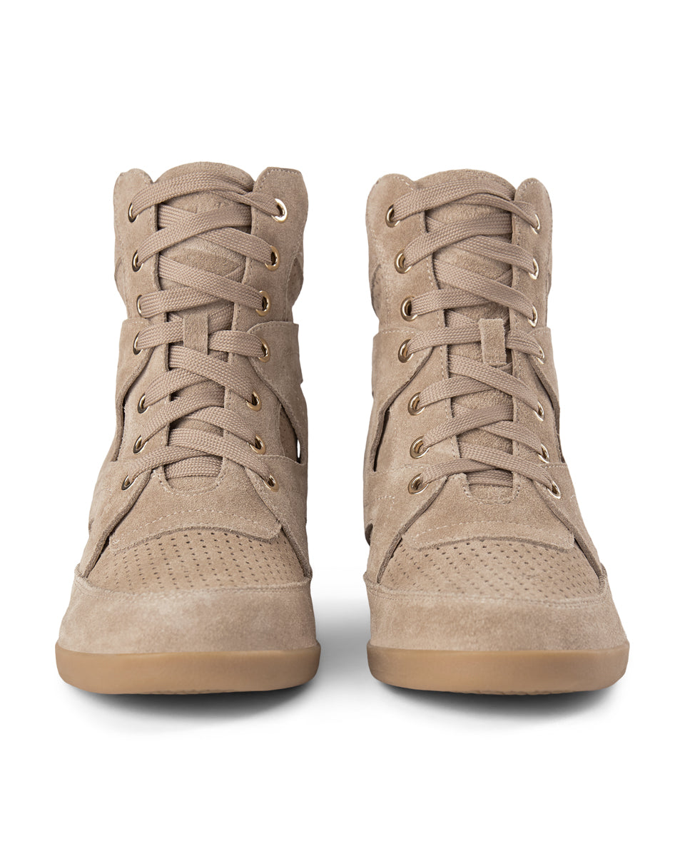 Emmy Lace Suede Wedge Sneaker TAUPE – SHOE THE BEAR COM