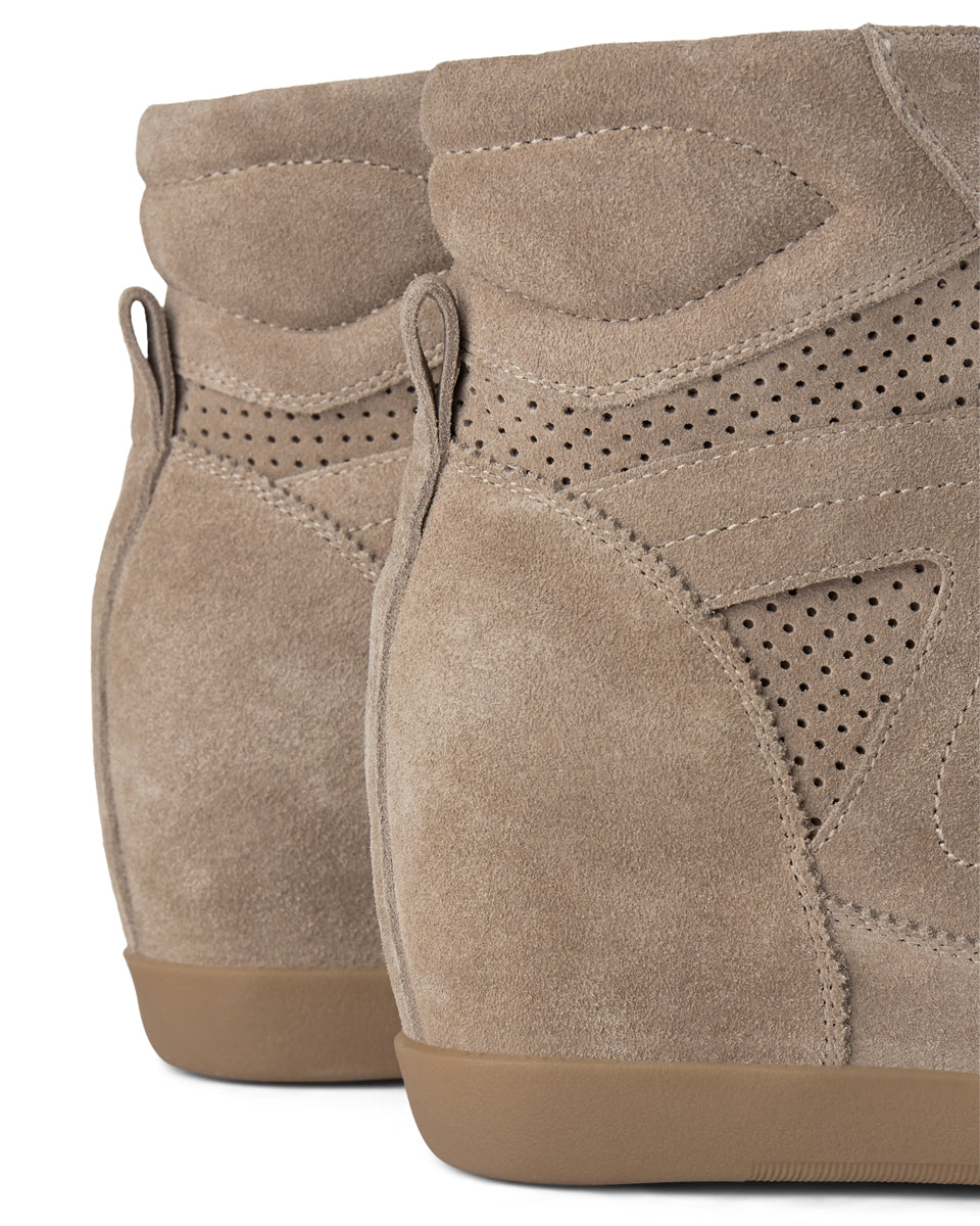 SHOE THE BEAR WOMENS Emmy Lace Suede Wedge Sneaker Wedge 160 TAUPE