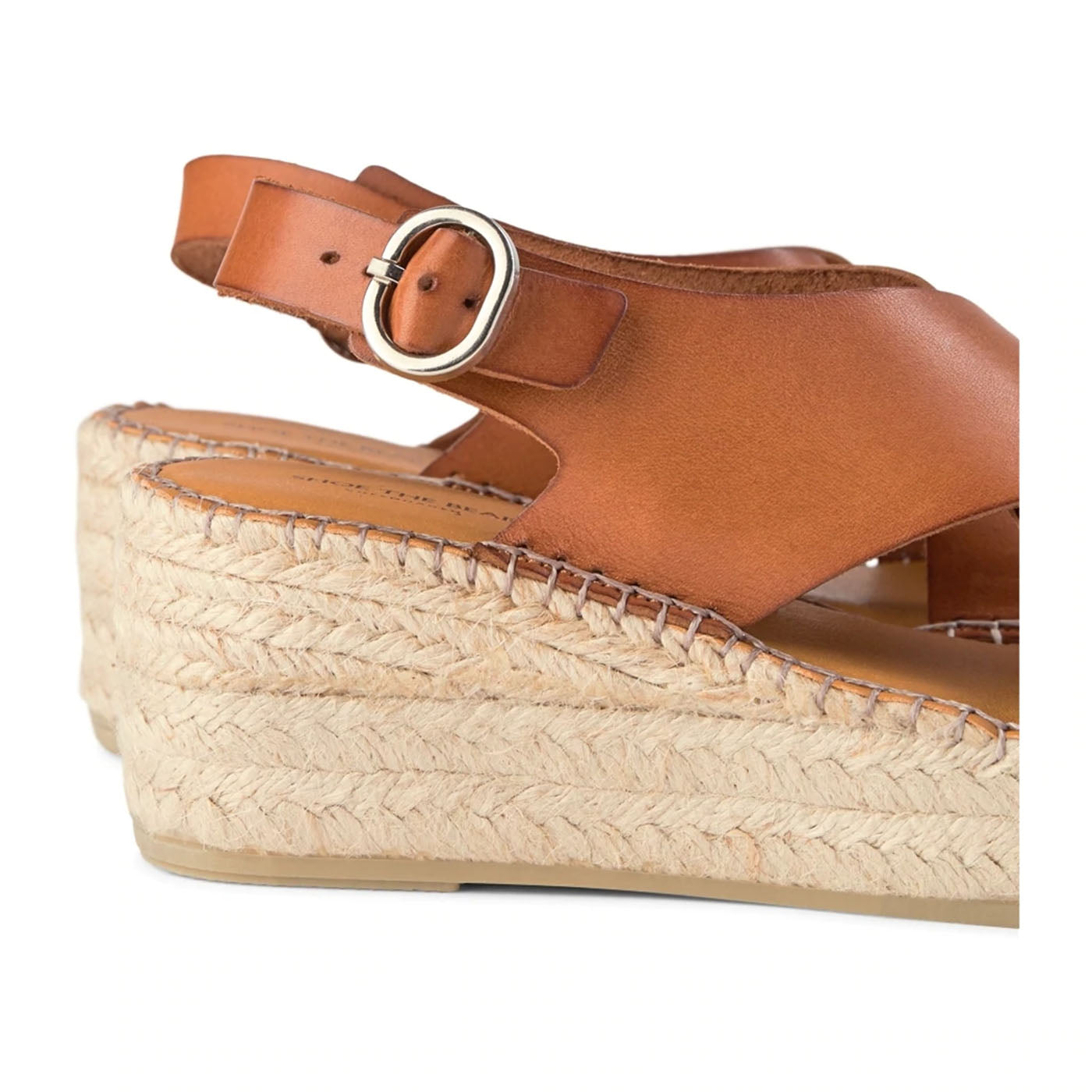 SHOE THE BEAR WOMENS Orchid wedge leather Espadrilles 135 TAN