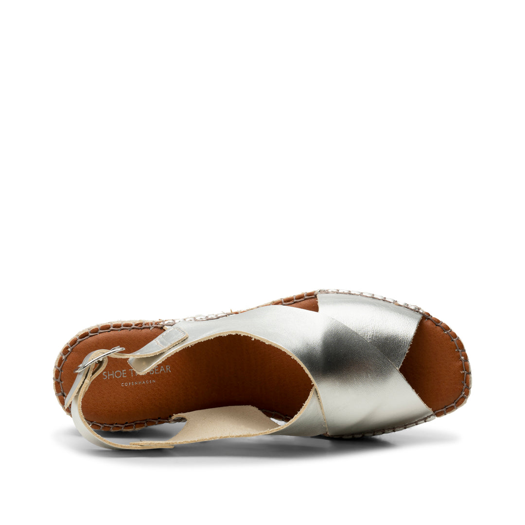 お早目に新作セール！トリーバーチ STRIPE ELASTIC ESPADRILLE Orchid wedge leather - SILVER – SHOE THE BEAR - COM