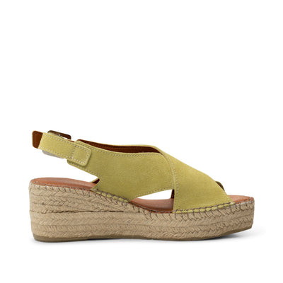 SHOE THE BEAR WOMENS Orchid wedge suede Espadrilles 914 BUTTER