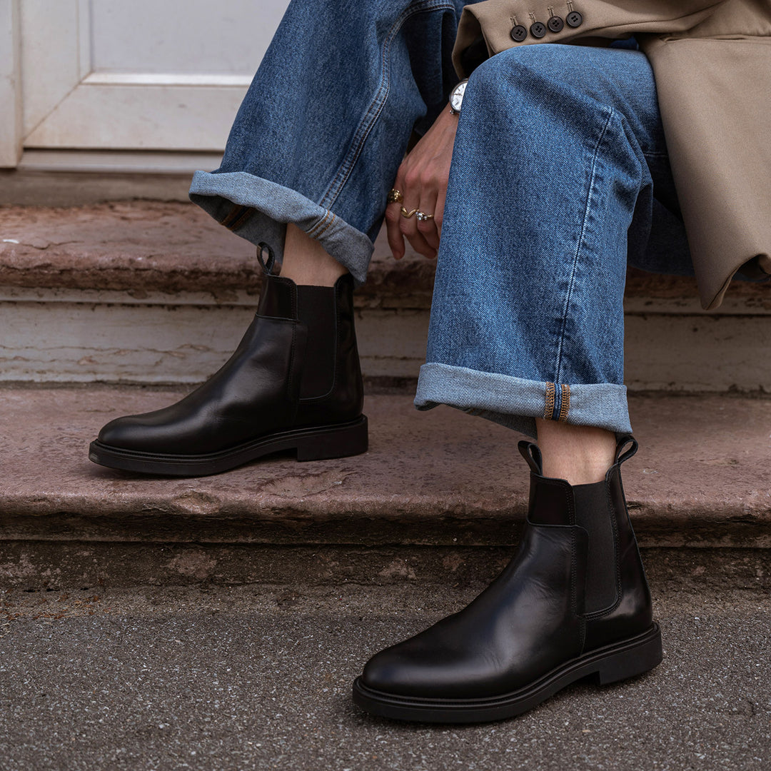 Thyra chelsea boot leather BLACK